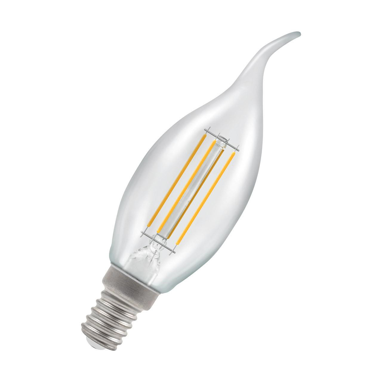 Crompton LED Bent Tip Candle Light Bulb E14 2.2W Filament Warm White 2700K Small Screw Clear