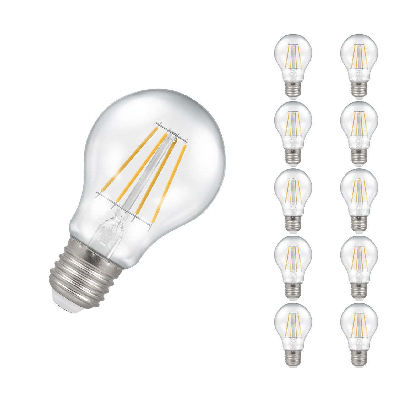 Crompton Lamps LED GLS 9W E27 Dimmable Filament (10 Pack) Cool White Clear (75W Eqv)