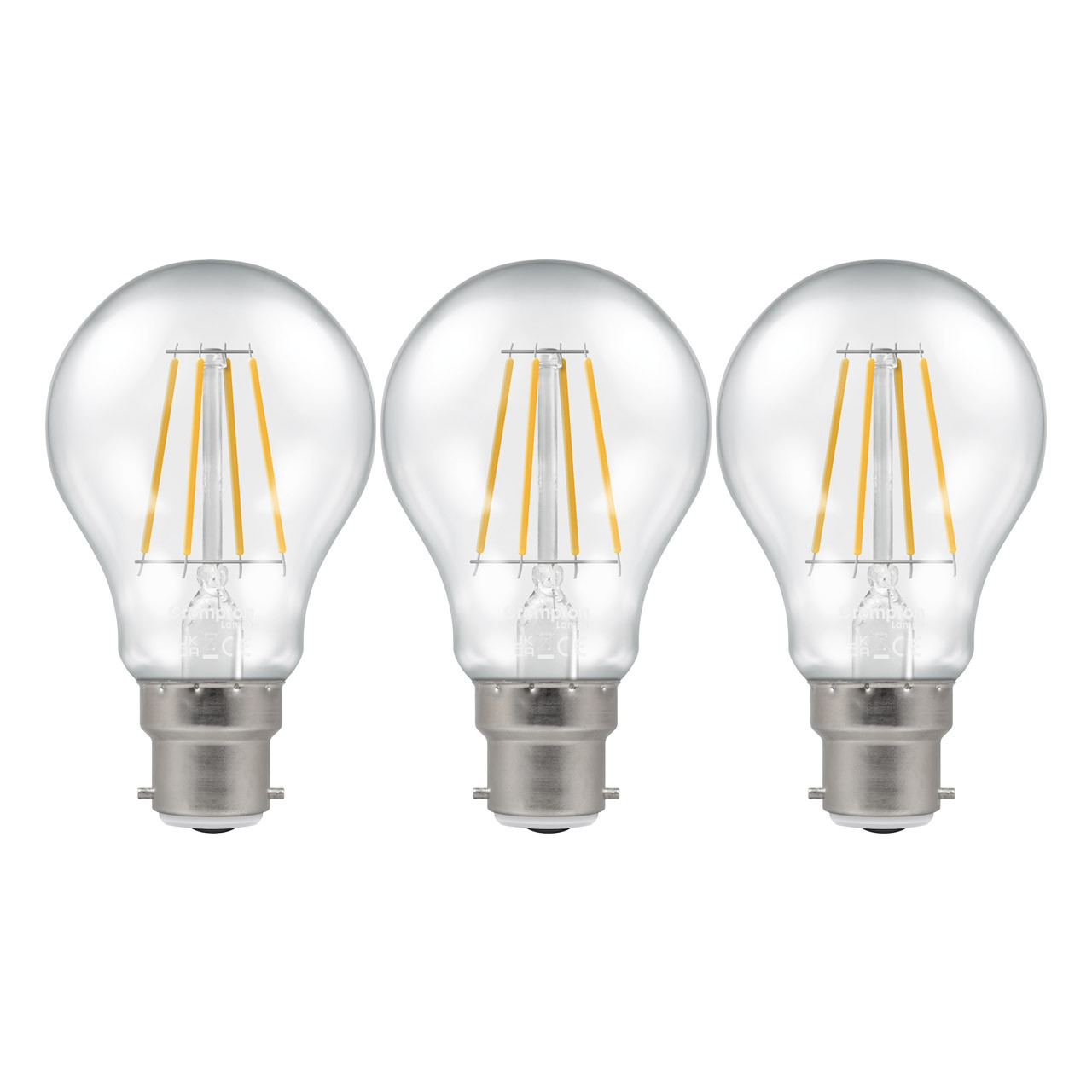 Crompton Lamps LED GLS 8.5W B22 Filament (3 Pack) Cool White Clear (75W Eqv)