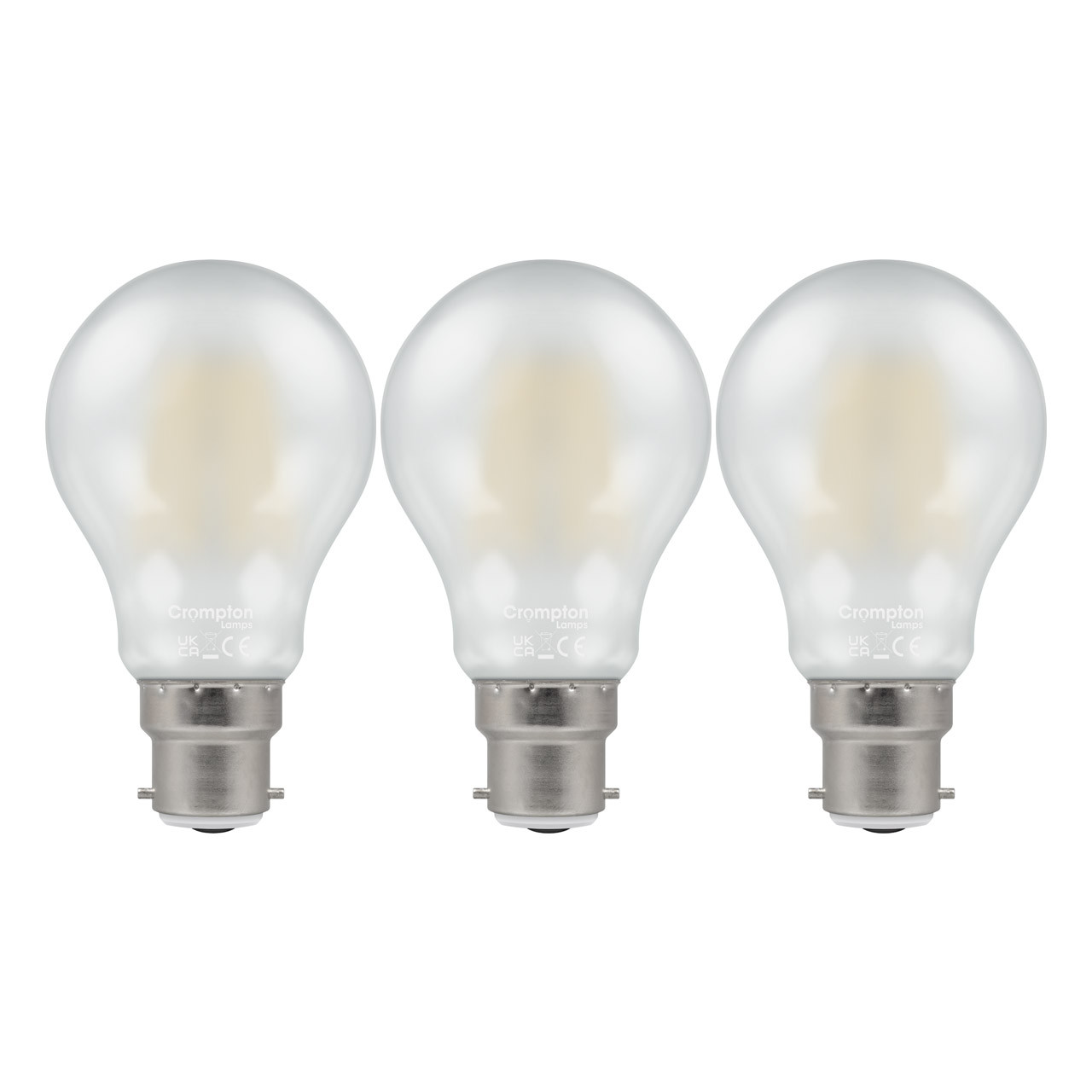 Crompton Lamps LED GLS 11W B22 Dimmable Filament (3 Pack) Warm White Pearl (100W Eqv)