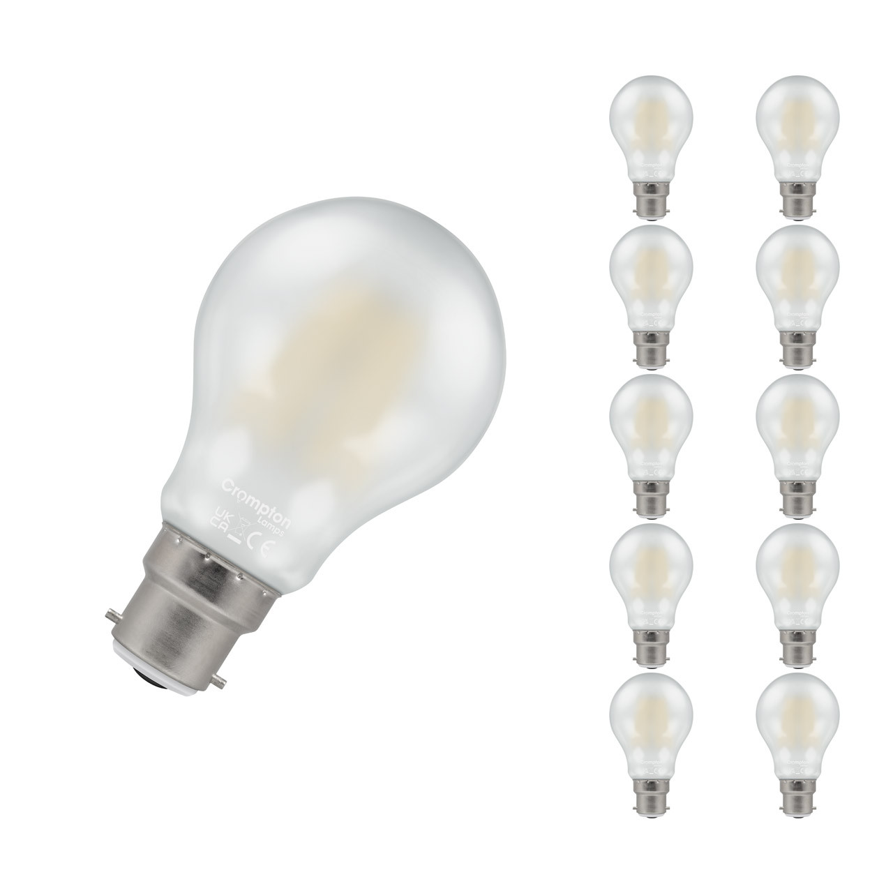 Crompton Lamps LED GLS 10.5W B22 Filament (10 Pack) Warm White Pearl (100W Eqv)