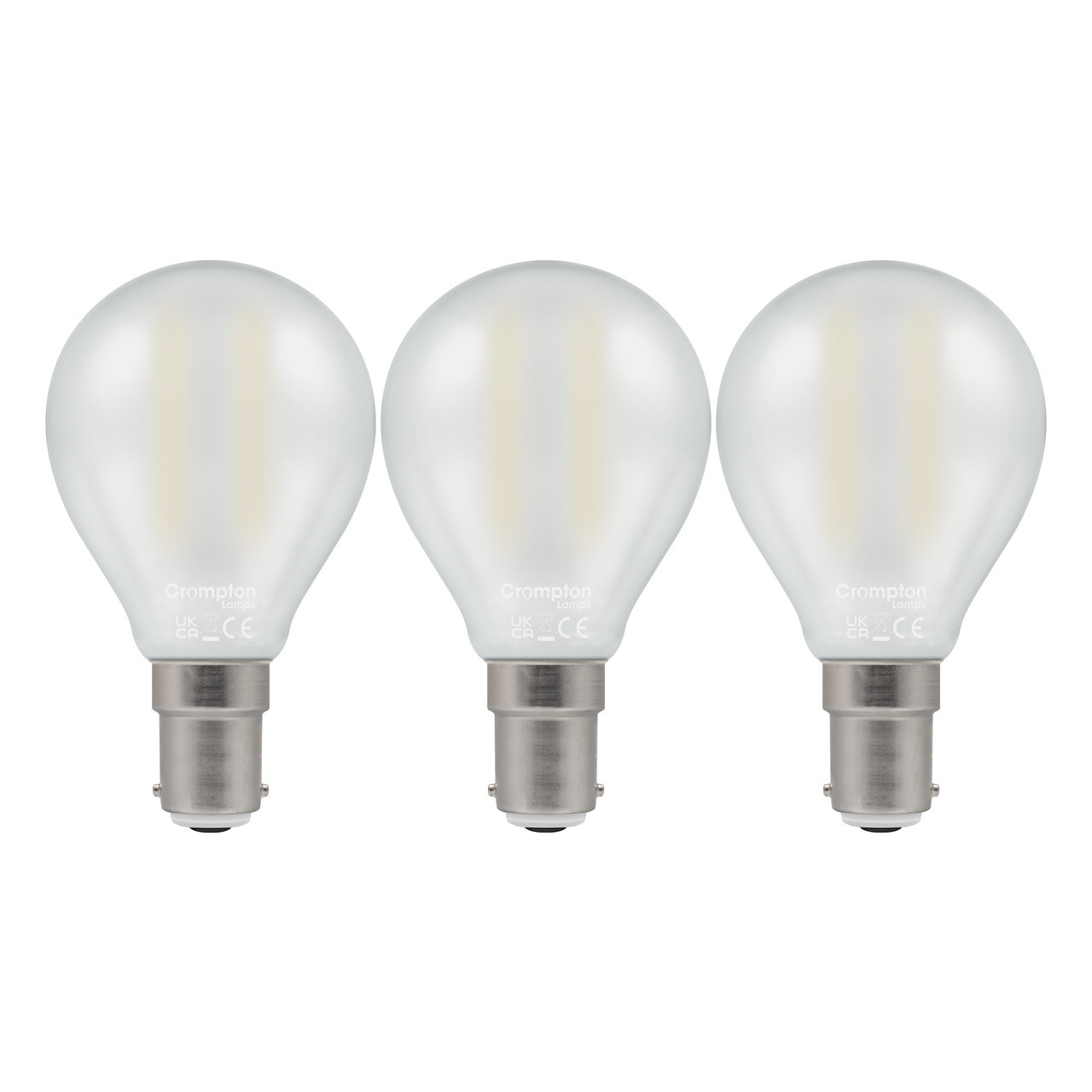 Crompton Lamps LED Golfball 2.2W B15 Filament (3 Pack) Warm White Clear (25W Eqv)