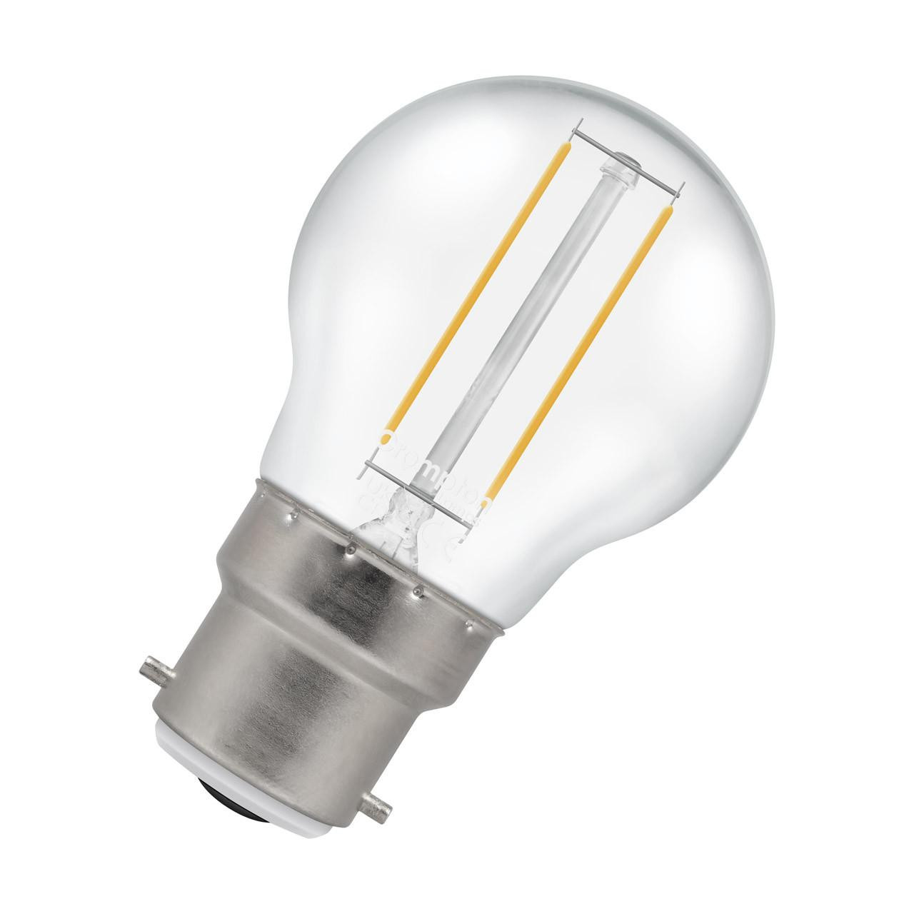 Crompton LED Golfball Light Bulb B22 2.2W (25W Eqv) Filament Warm White 2700K Round Bayonet Clear