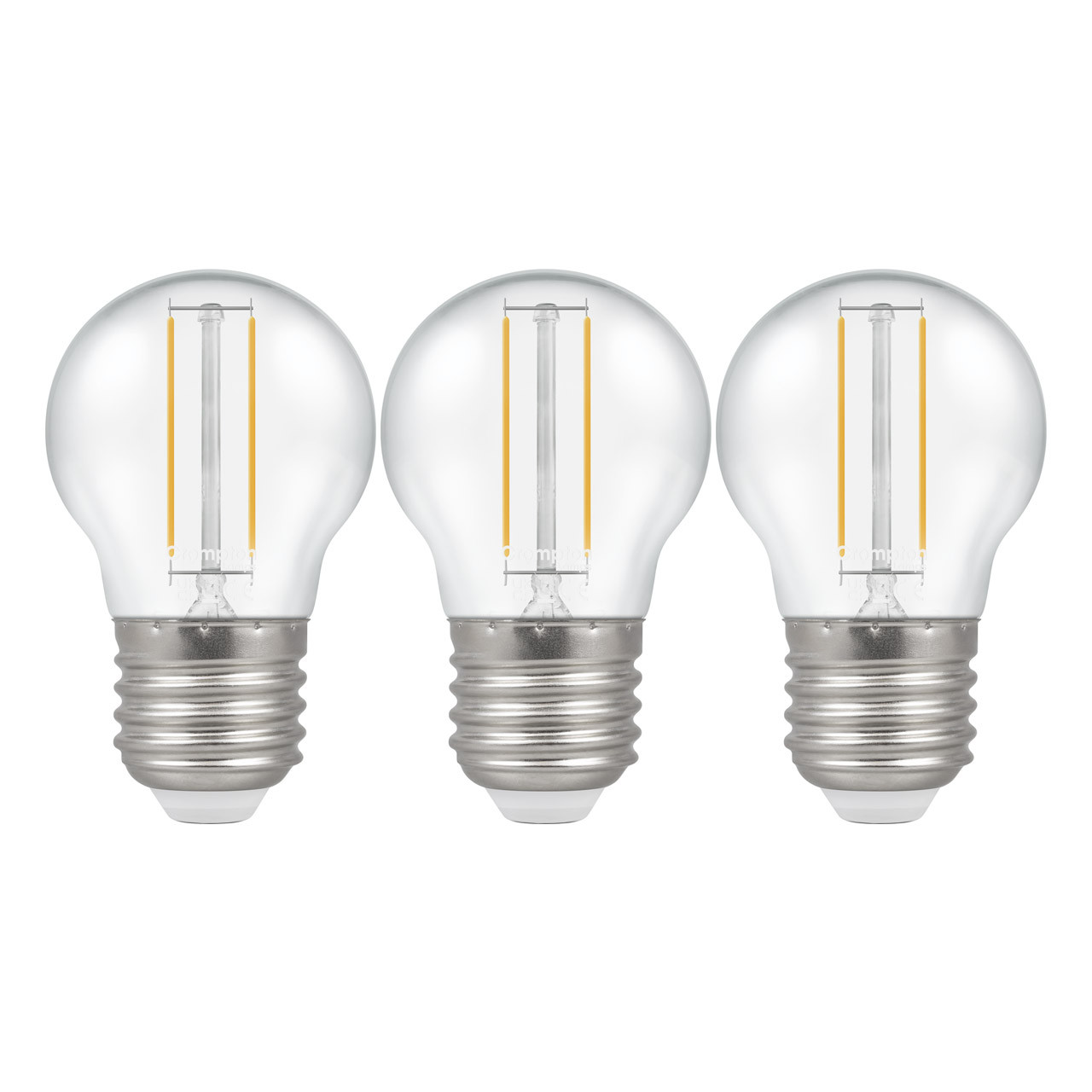 Crompton Lamps LED Golfball 2.2W E27 Filament (3 Pack) Cool White Clear (25W Eqv)