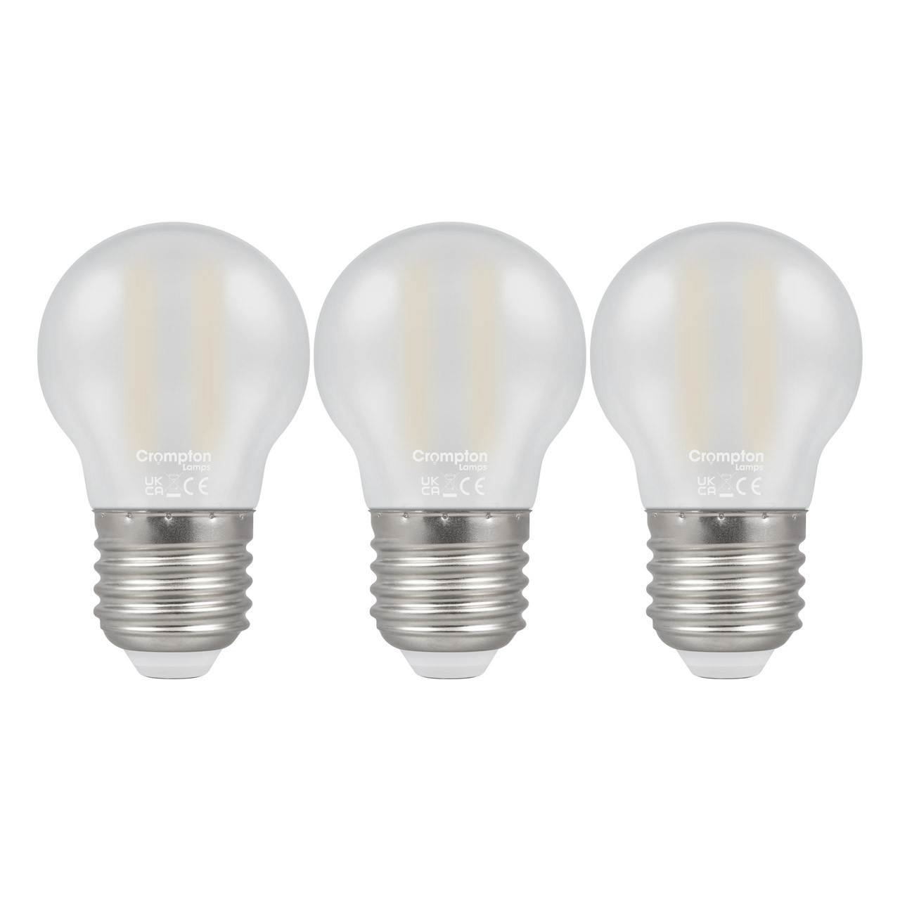 Crompton Lamps LED Golfball 2.2W E27 Filament (3 Pack) Warm White Pearl (25W Eqv)