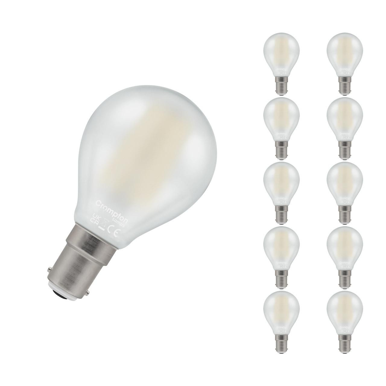 Crompton Lamps LED Golfball 4.2W B15 Filament (10 Pack) Warm White Pearl (40W Eqv)
