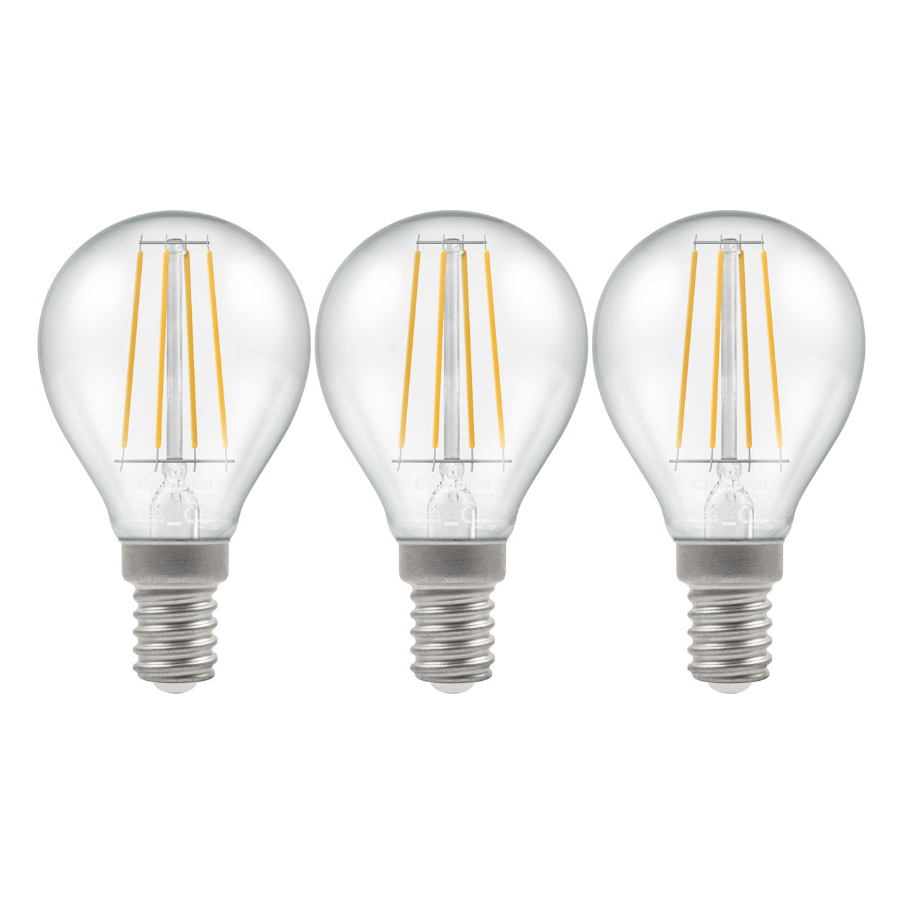 Crompton Lamps LED Golfball 5.9W E14 Dimmable Filament (3 Pack) Warm White Clear (60W Eqv)
