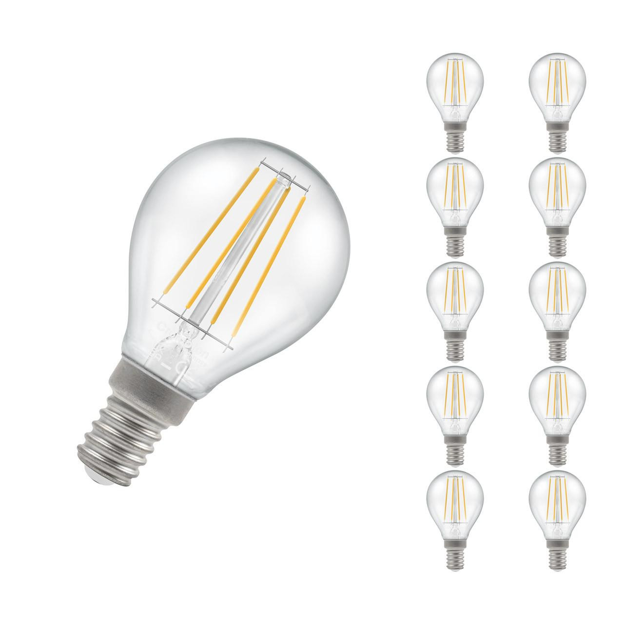 Crompton Lamps LED Golfball 5.9W E14 Dimmable Filament (10 Pack) Warm White Clear (60W Eqv)