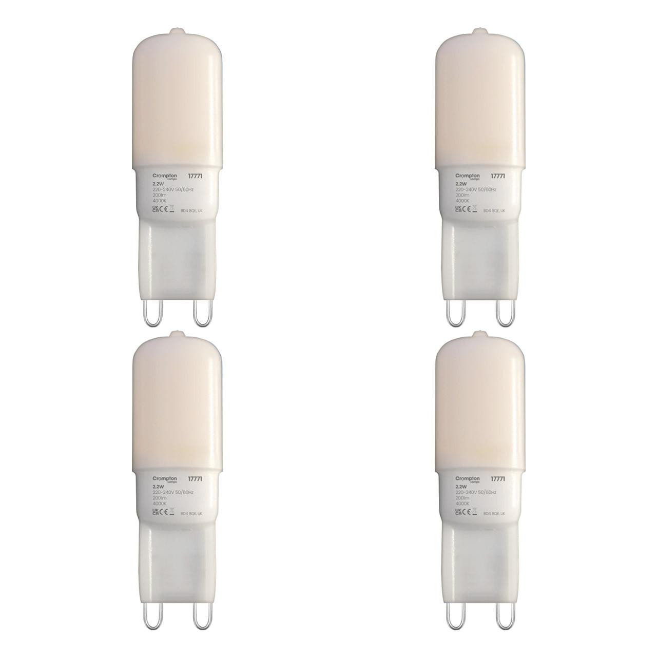 Crompton Lamps LED G9 Capsule 2.2W (4 Pack) Cool White Opal
