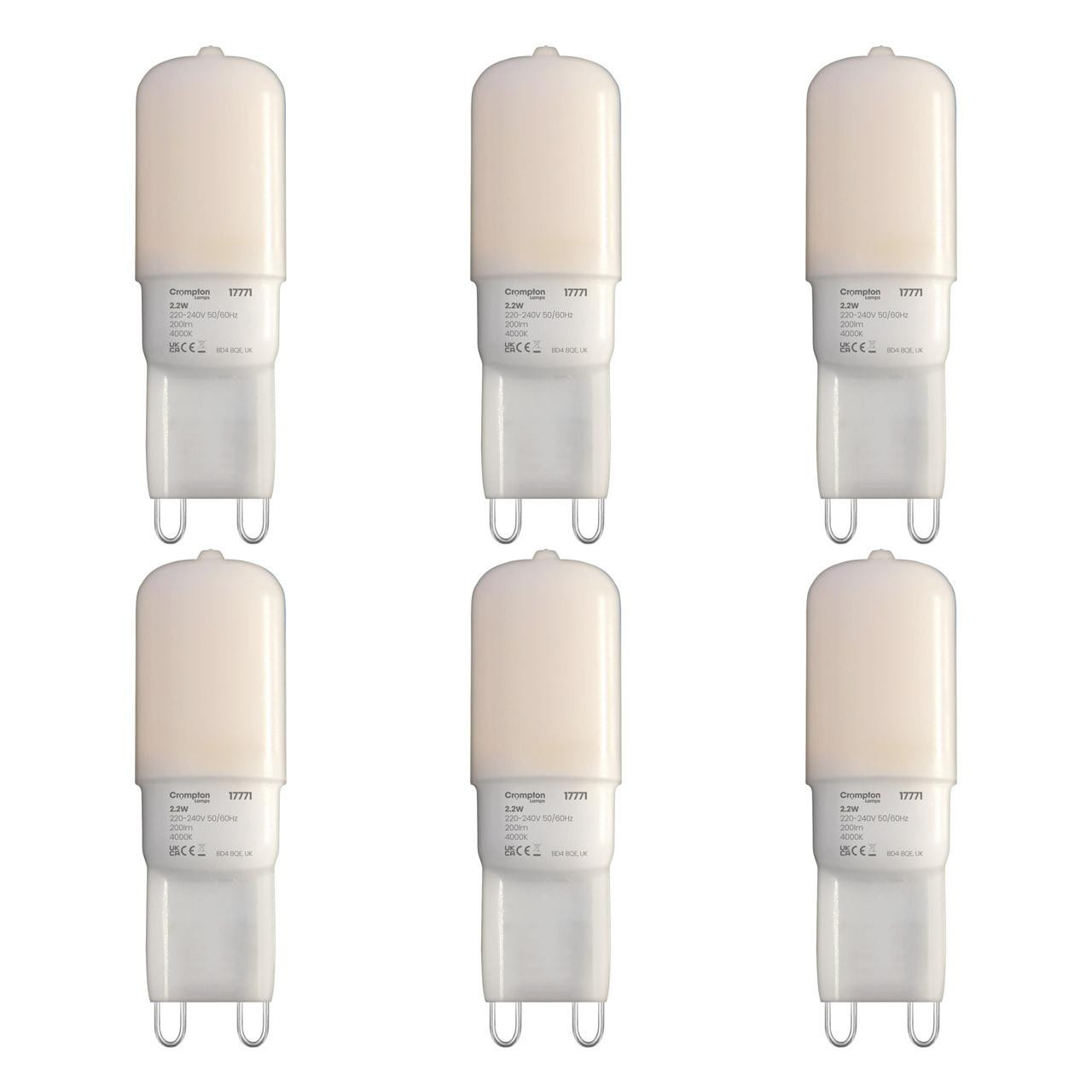 Crompton Lamps LED G9 Capsule 2.2W (6 Pack) Cool White Opal