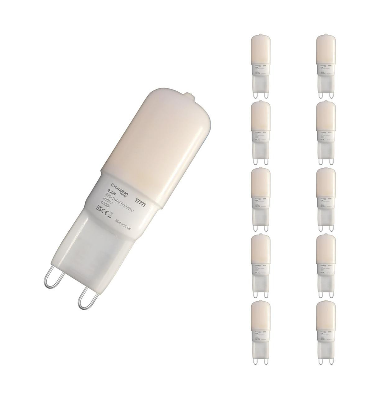 Crompton Lamps LED G9 Capsule 2.2W (10 Pack) Cool White Opal
