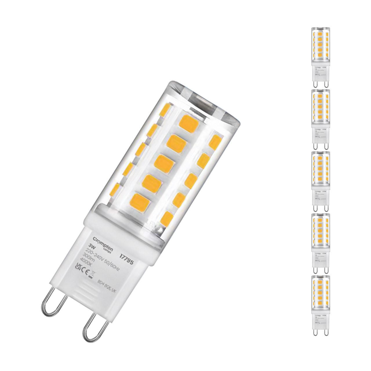 Crompton Lamps LED G9 Capsule 3W (5 Pack) Cool White Clear