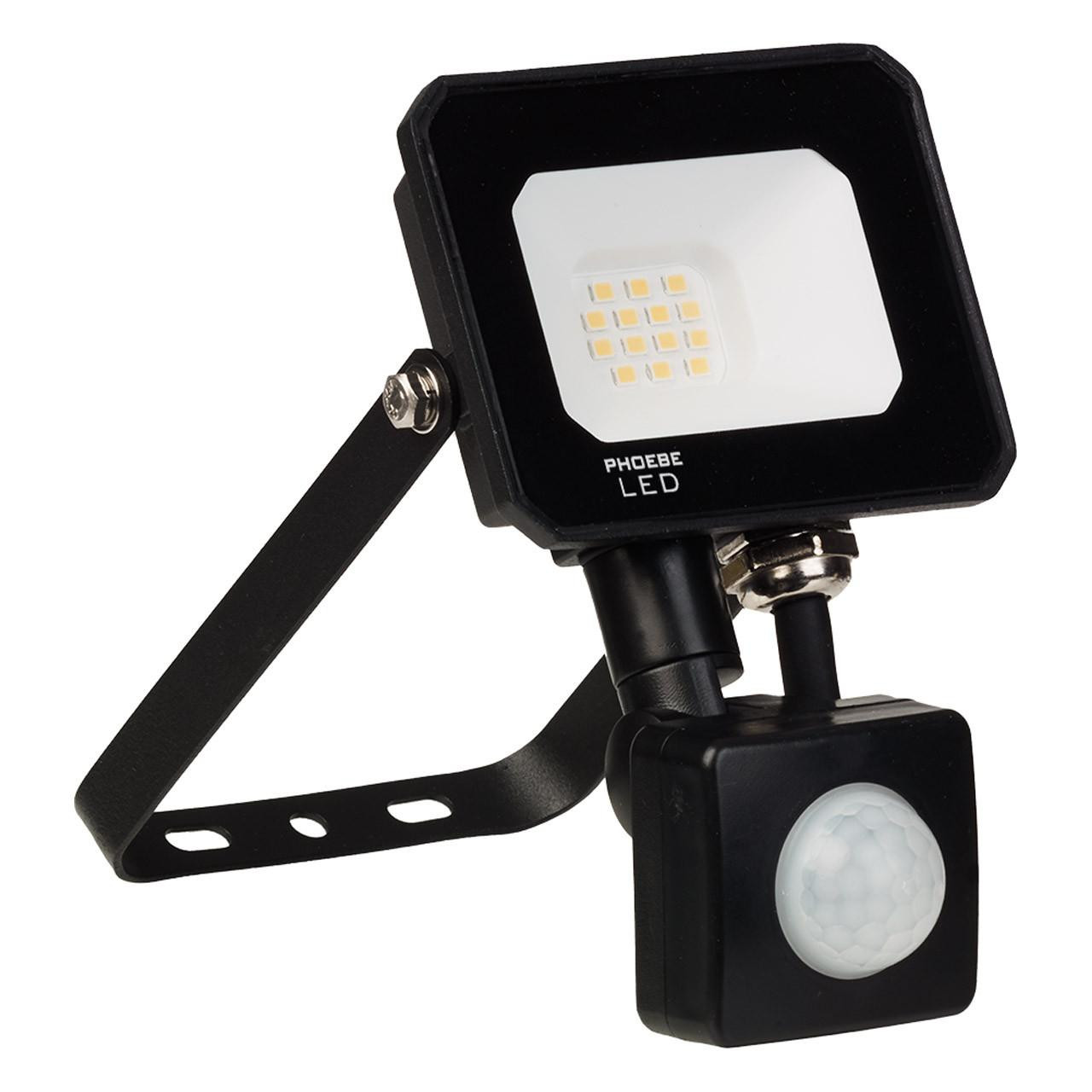 Phoebe LED Floodlight 10W Atlas-Mini PIR Sensor Warm White IP65 Black