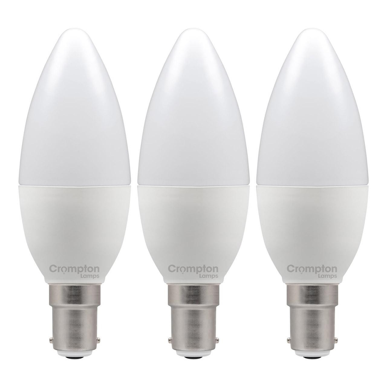 Crompton Lamps LED Candle 2.2W B15 (3 Pack) Warm White Opal (25W Eqv)