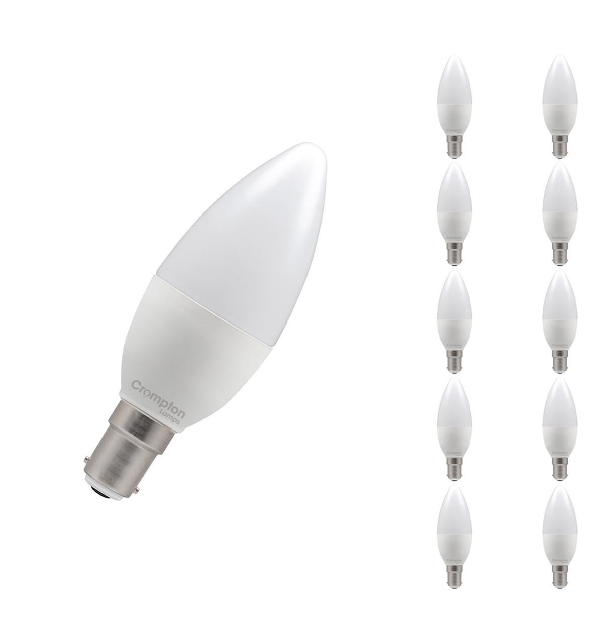 Crompton Lamps LED Candle 4.2W B15 Dimmable (10 Pack) Cool White Opal (40W Eqv)
