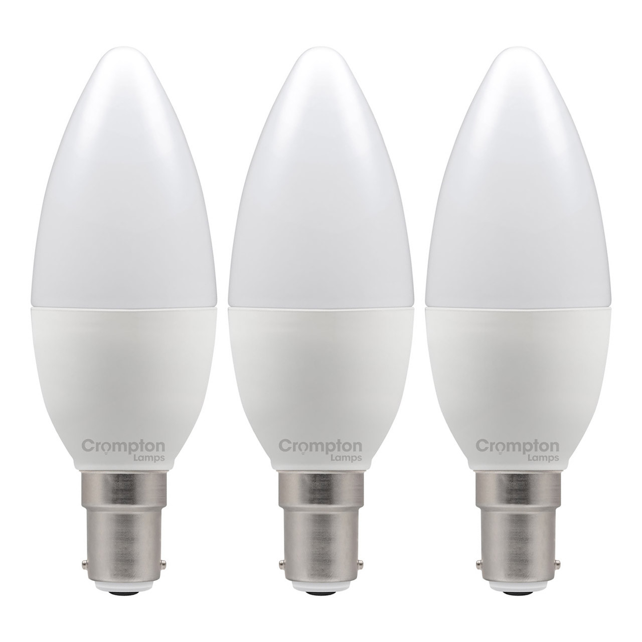 Crompton Lamps LED Candle 6.5W B15 (3 Pack) Warm White Opal (60W Eqv)