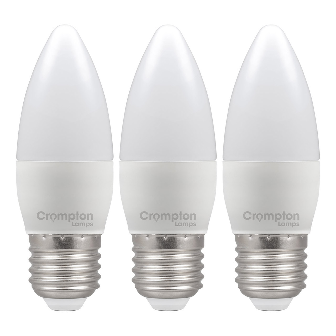 Crompton Lamps LED Candle 6.5W E27 (3 Pack) Cool White Opal (60W Eqv)