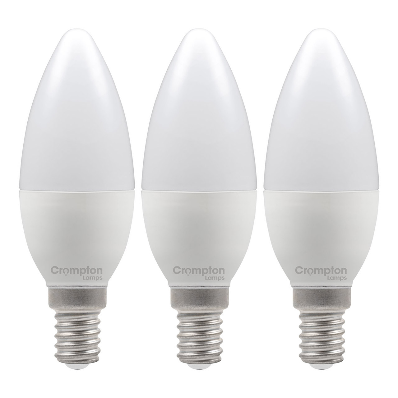 Crompton Lamps LED Candle 6.5W E14 Dimmable (3 Pack) Cool White Opal (60W Eqv)