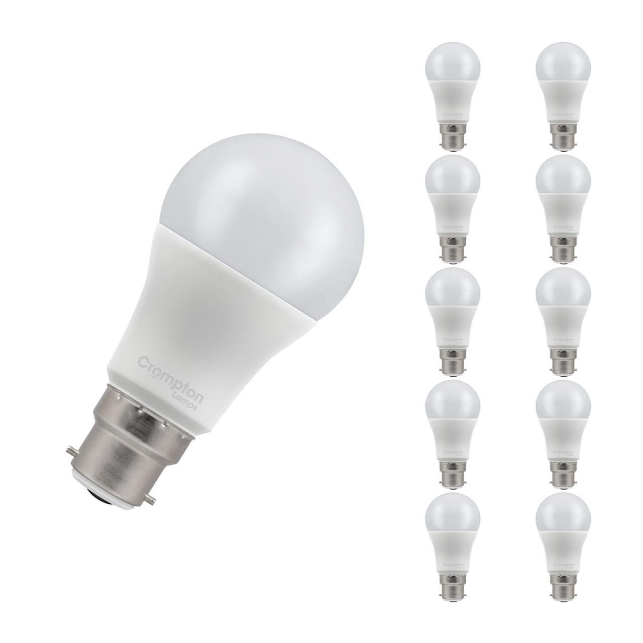 Crompton Lamps LED GLS 13W B22 Dimmable (10 Pack) Cool White Opal (100W Eqv)