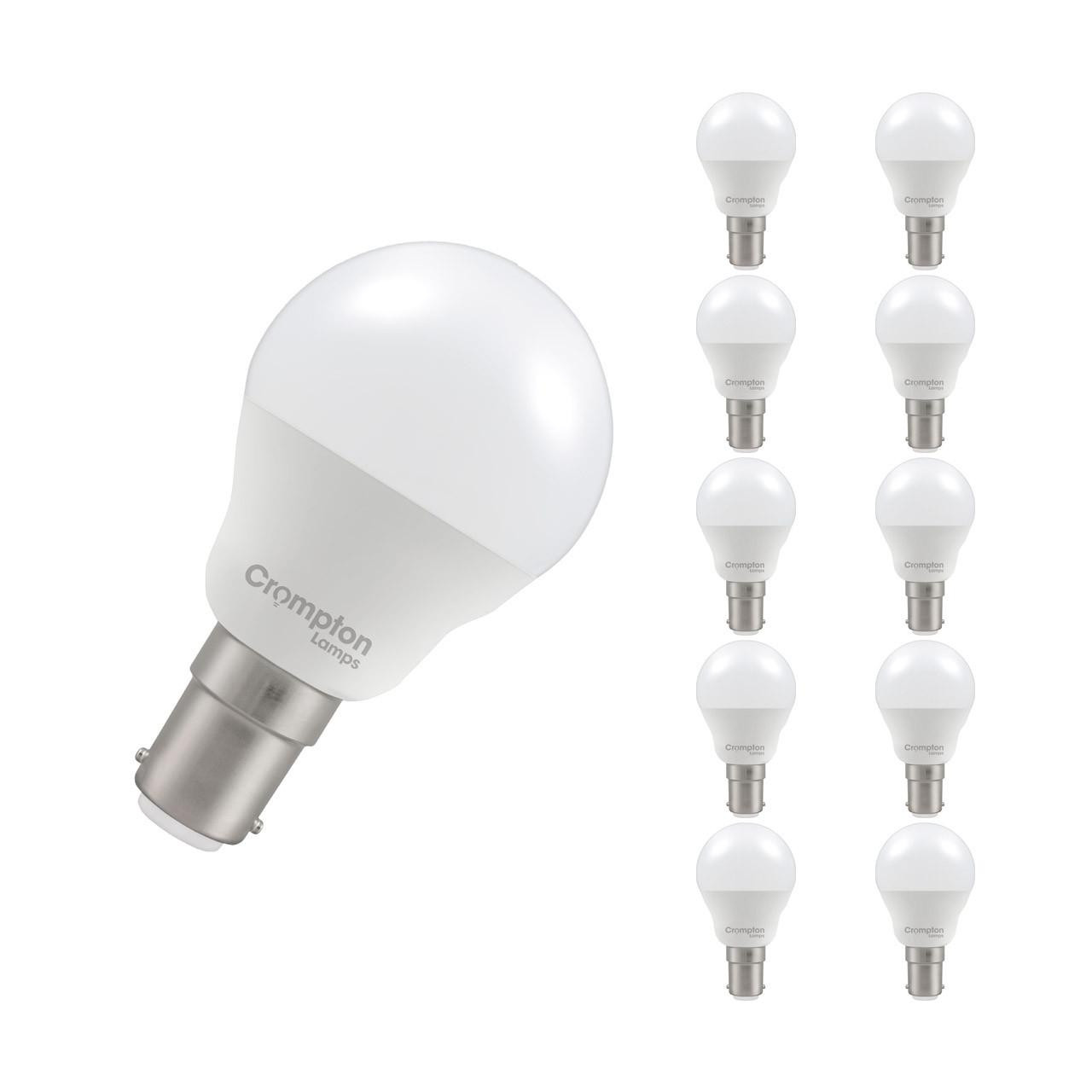 Crompton Lamps LED Golfball 4.2W B15 Dimmable (10 Pack) Warm White Opal (40W Eqv)