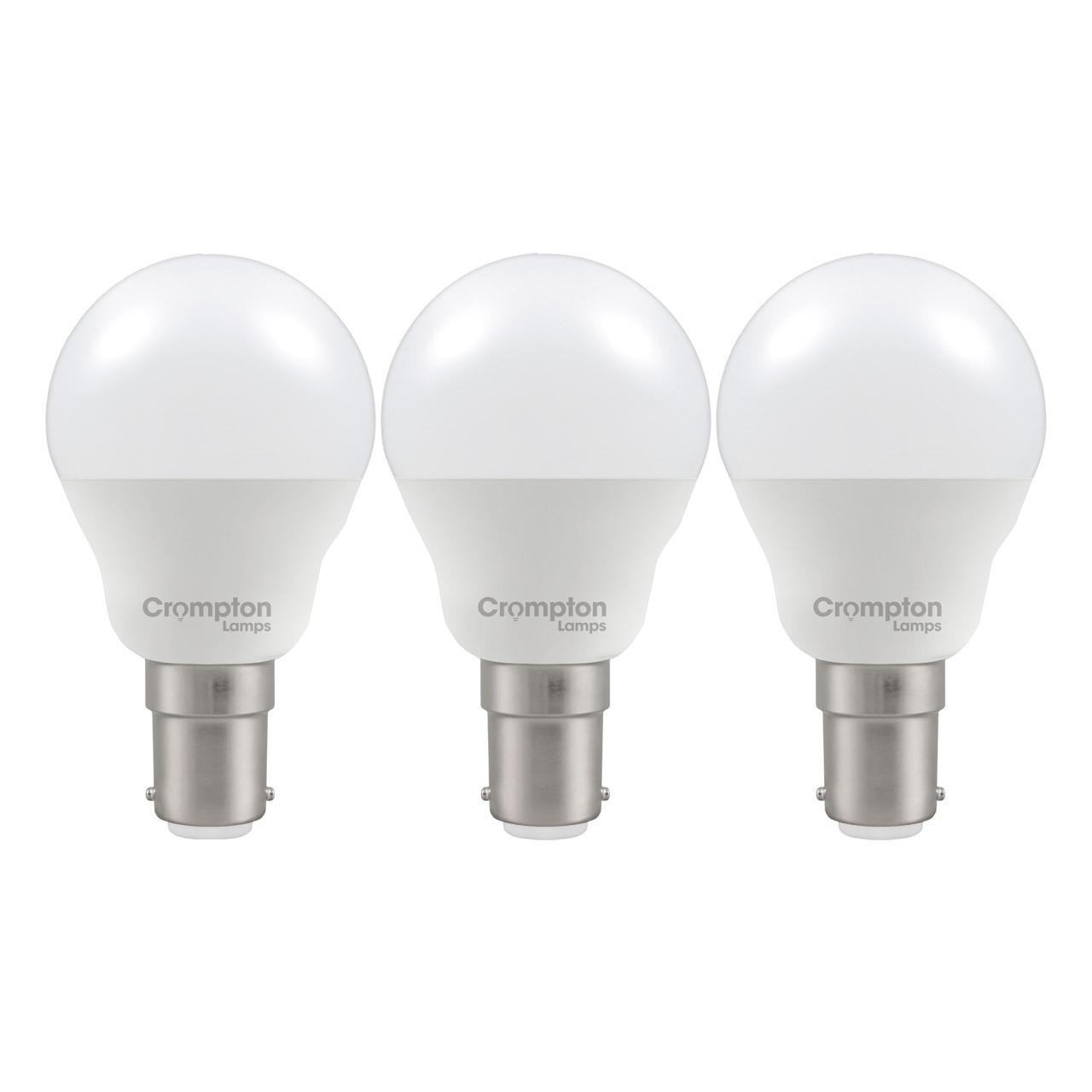 Crompton Lamps LED Golfball 4.2W B15 Dimmable (3 Pack) Daylight Opal (40W Eqv)