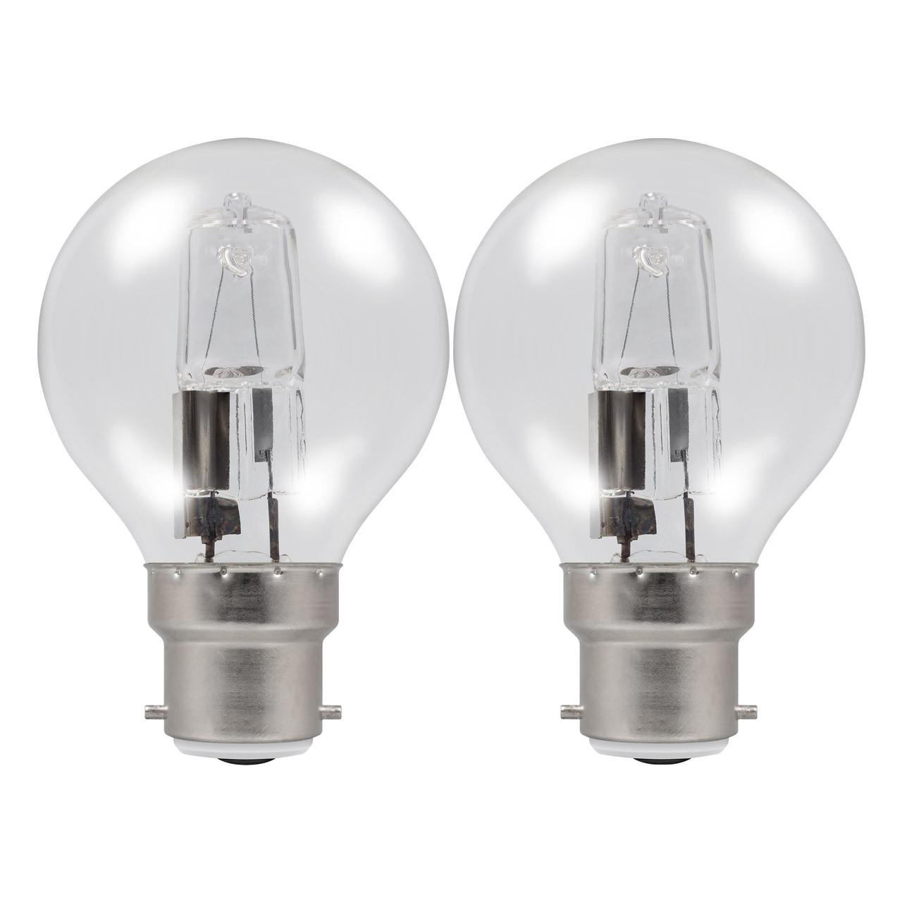 Status Halogen Golfball 28W B22 Dimmable Energy Saver Warm White Clear (2-Pack)