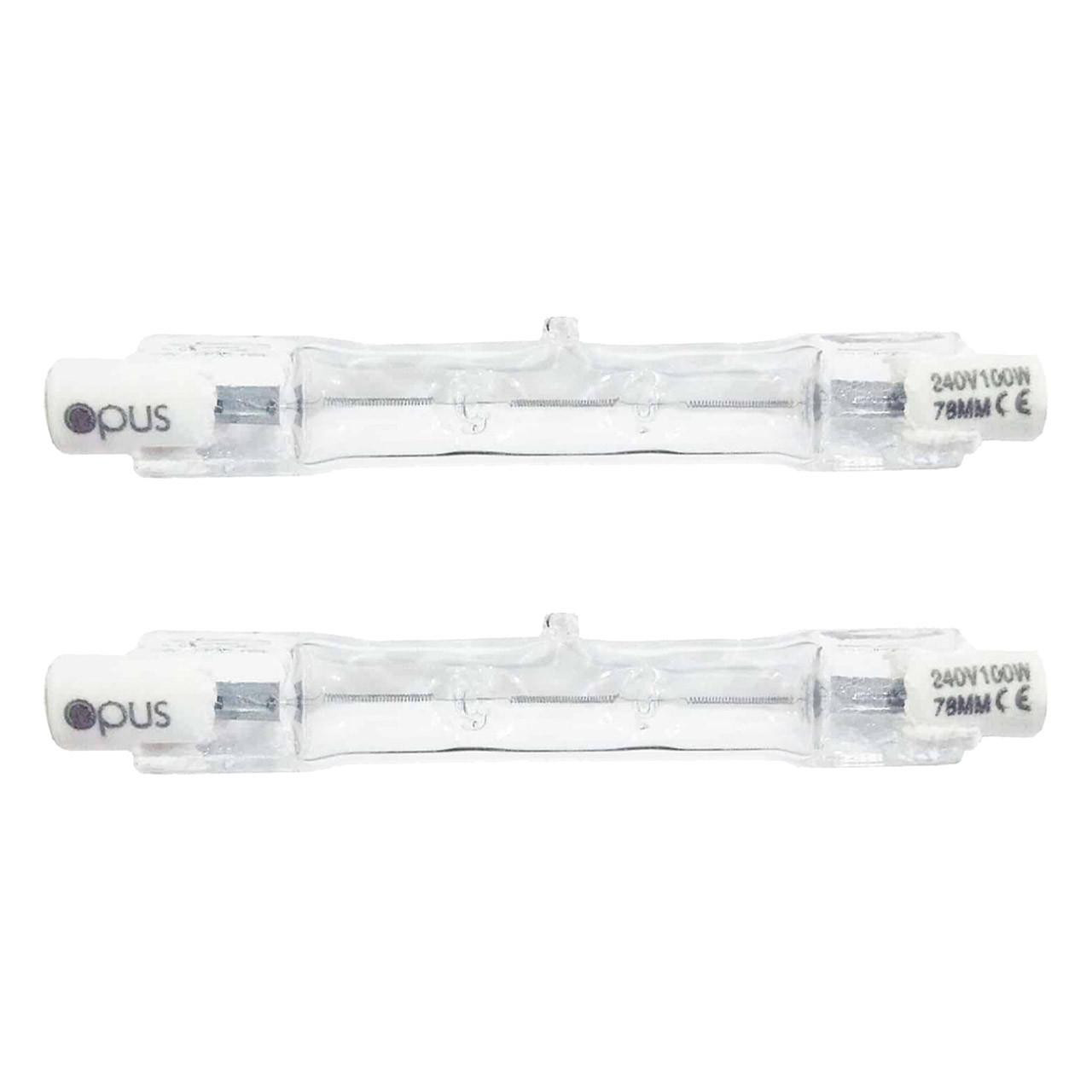 Opus Halogen 78mm Linear 100W R7s Dimmable Energy Saver Warm White Clear (2-Pack)