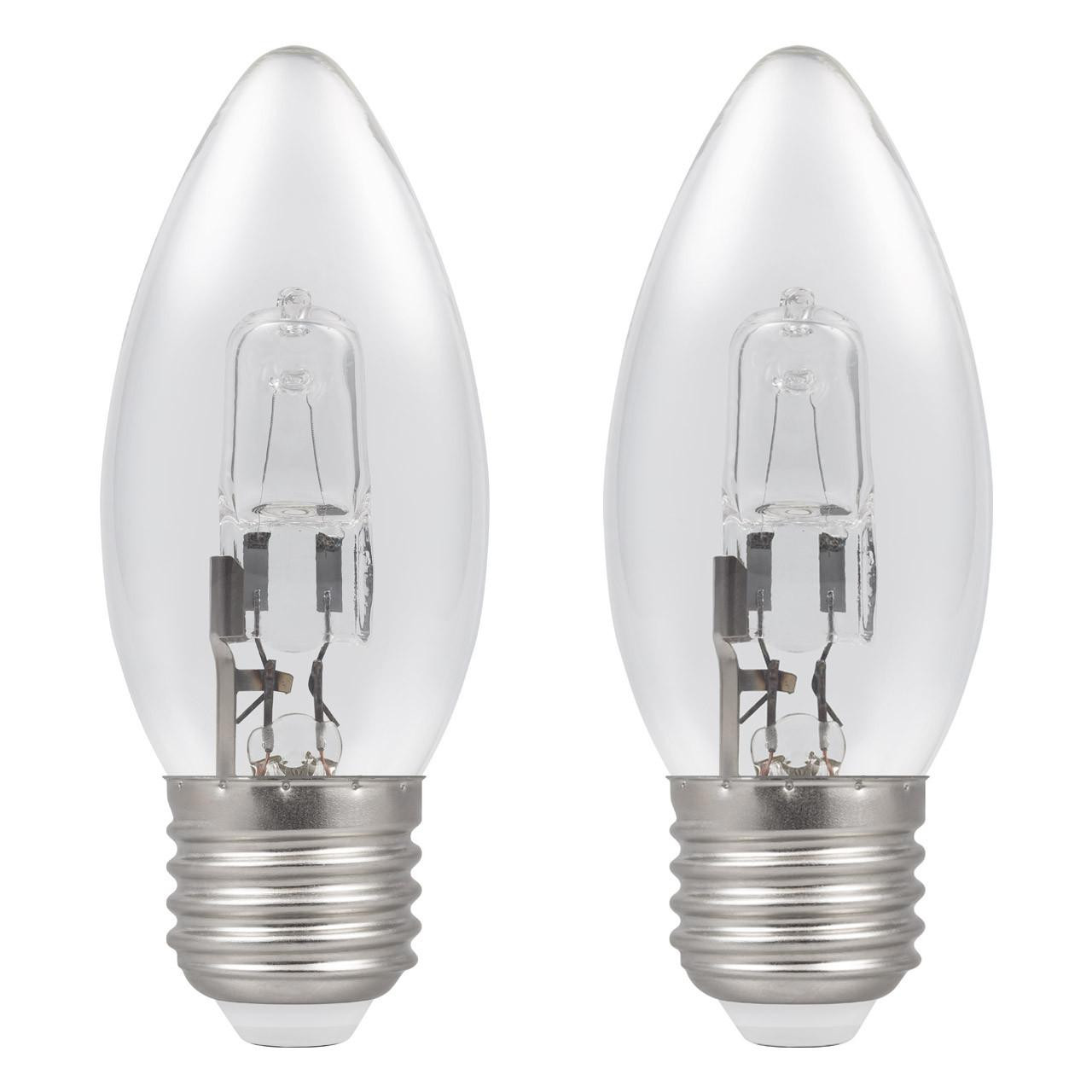 Status Halogen Candle 18W E27 Dimmable Energy Saver Warm White Clear (2-Pack)