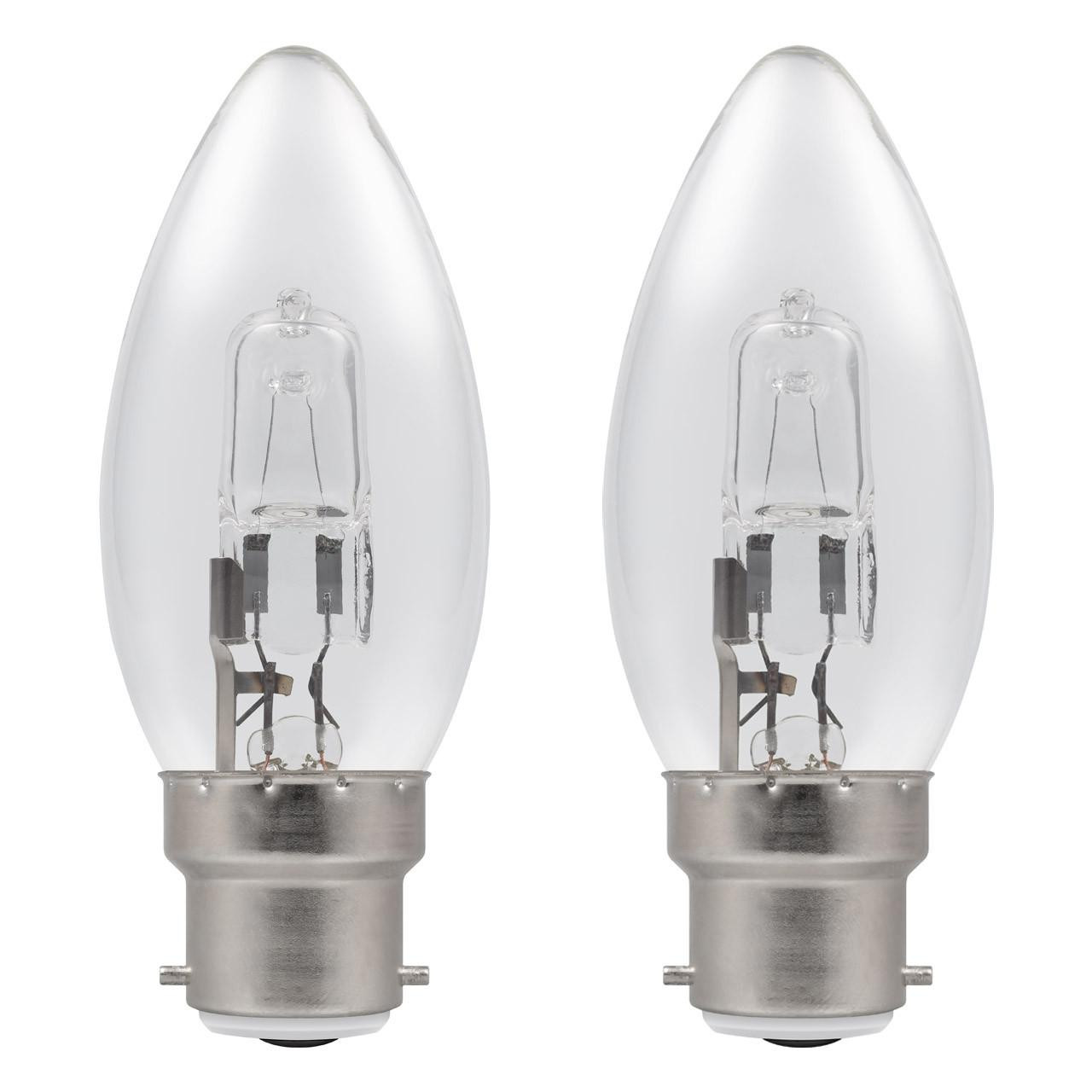 Status Halogen Candle 18W B22 Dimmable Energy Saver Warm White Clear (2-Pack)