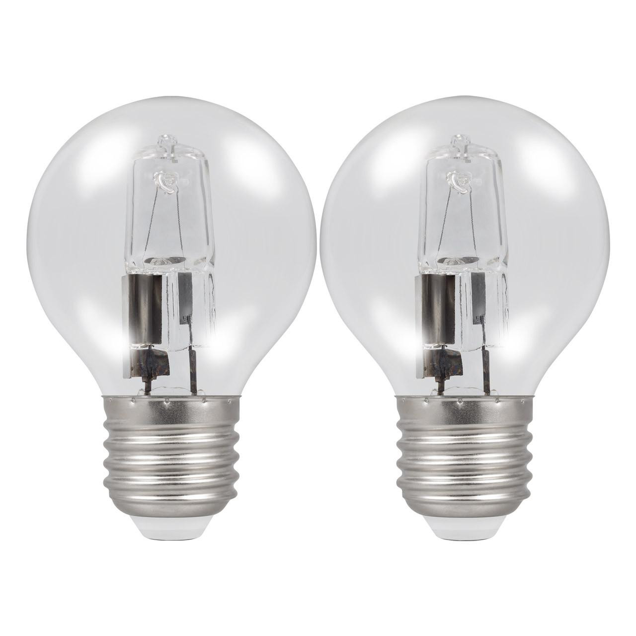 Status Halogen Golfball 28W E27 Dimmable Energy Saver Warm White Clear (2-Pack)