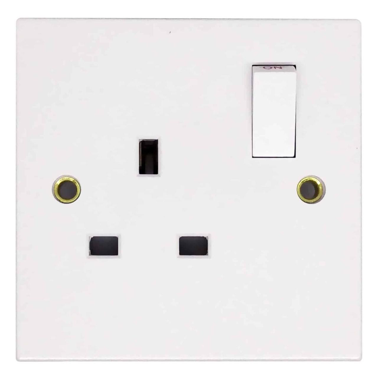 Opus 1-Gang 13 Amp Socket White Switched
