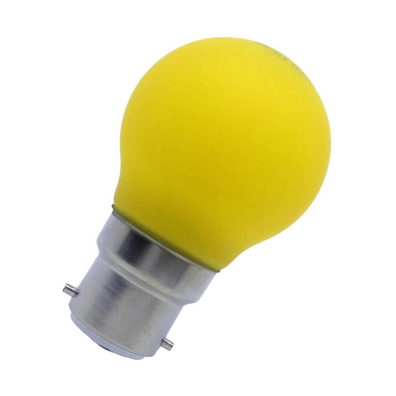 Opus Led Golfball Light Bulb B22 4W Yellow Round Bayonet Coloured In Frosted