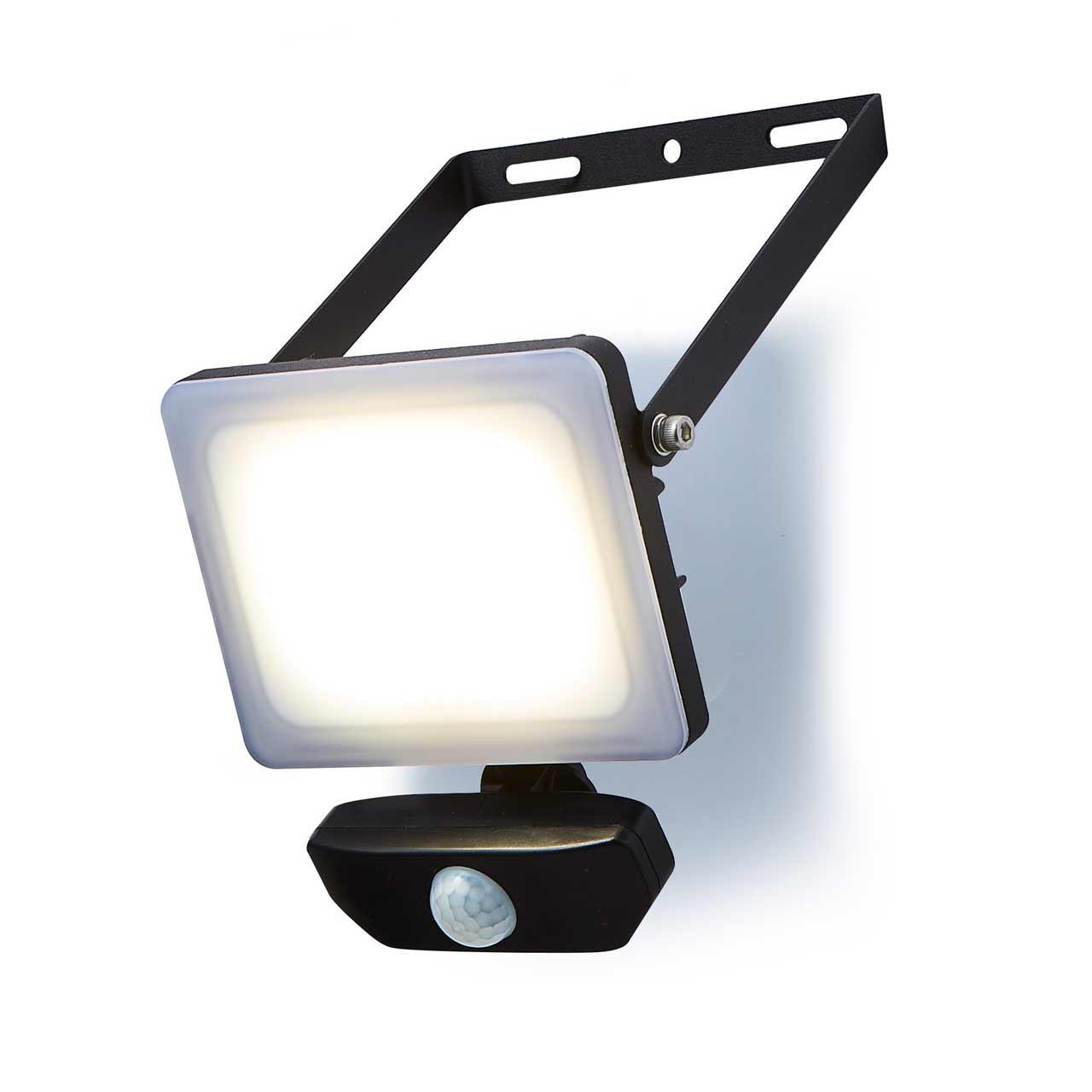 Stanley Frosted 20W LED Floodlight with PIR in Black
