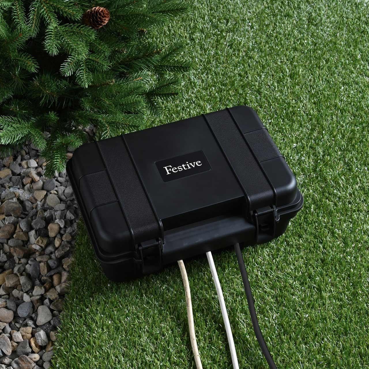 Festive Weatherproof Outdoor Enclosure 5M 4 Gang Extension IP54 in Black