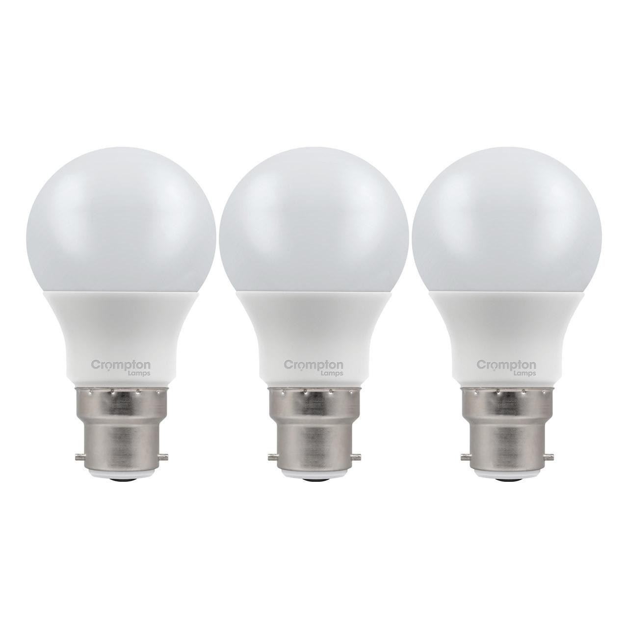 Crompton LED GLS Light Bulbs B22 9.5W Warm White 2700K Bayonet Thermal Plastic Opal (3 Pack)