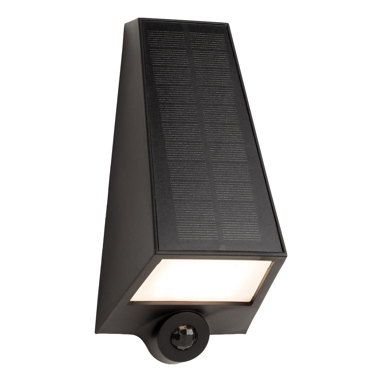 Firstlight LED Augusta Solar 90mm Outdoor Wall Light with PIR Sensor Warm White 3000K in Black