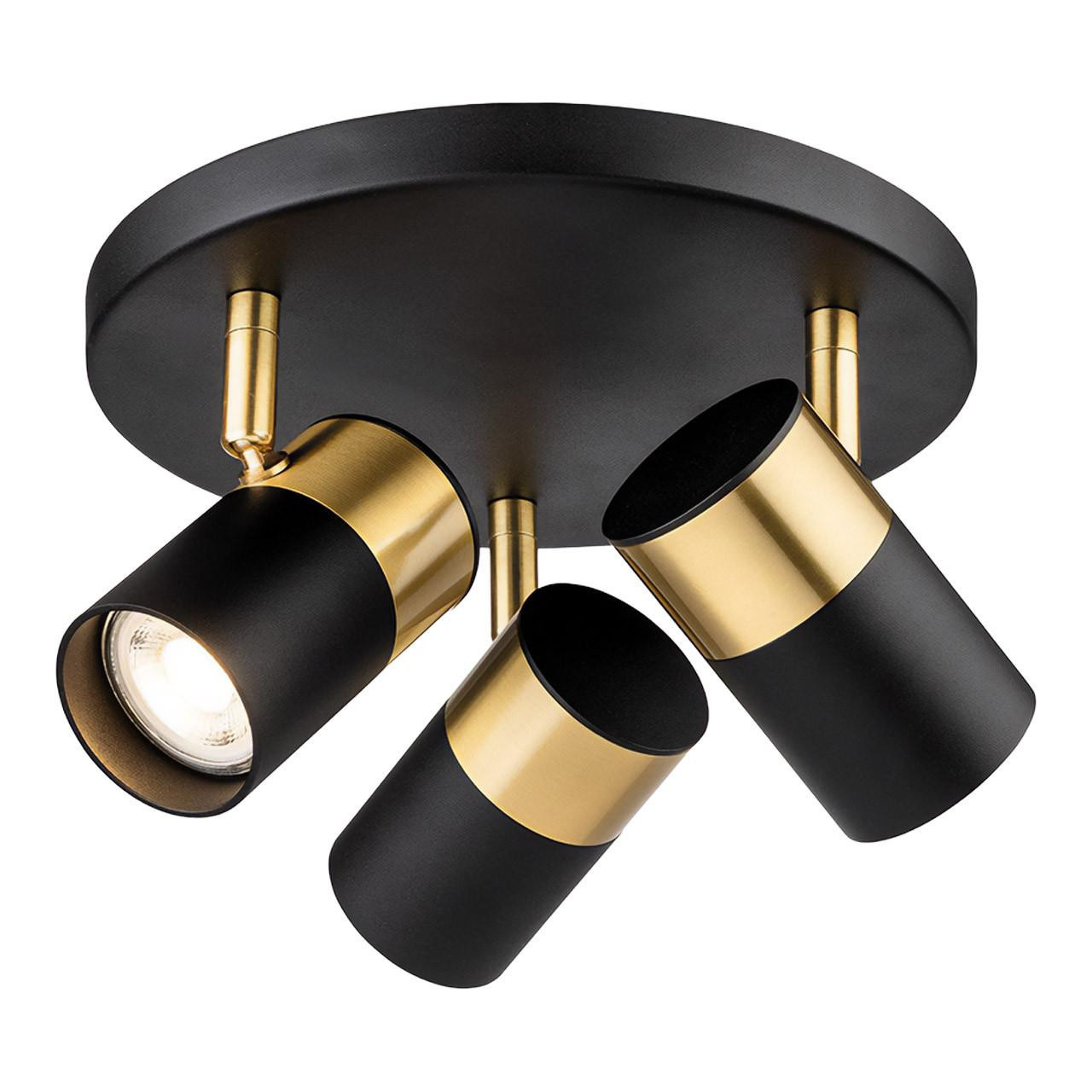 Firstlight Roma 3-Light Ceiling Spotlight in Black and Brushed Brass