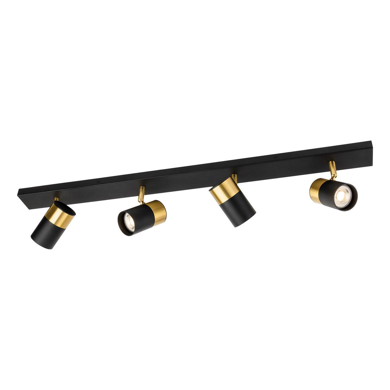 Firstlight Roma 4-Light Flush Light Bar Spotlight in Black with Brushed Brass