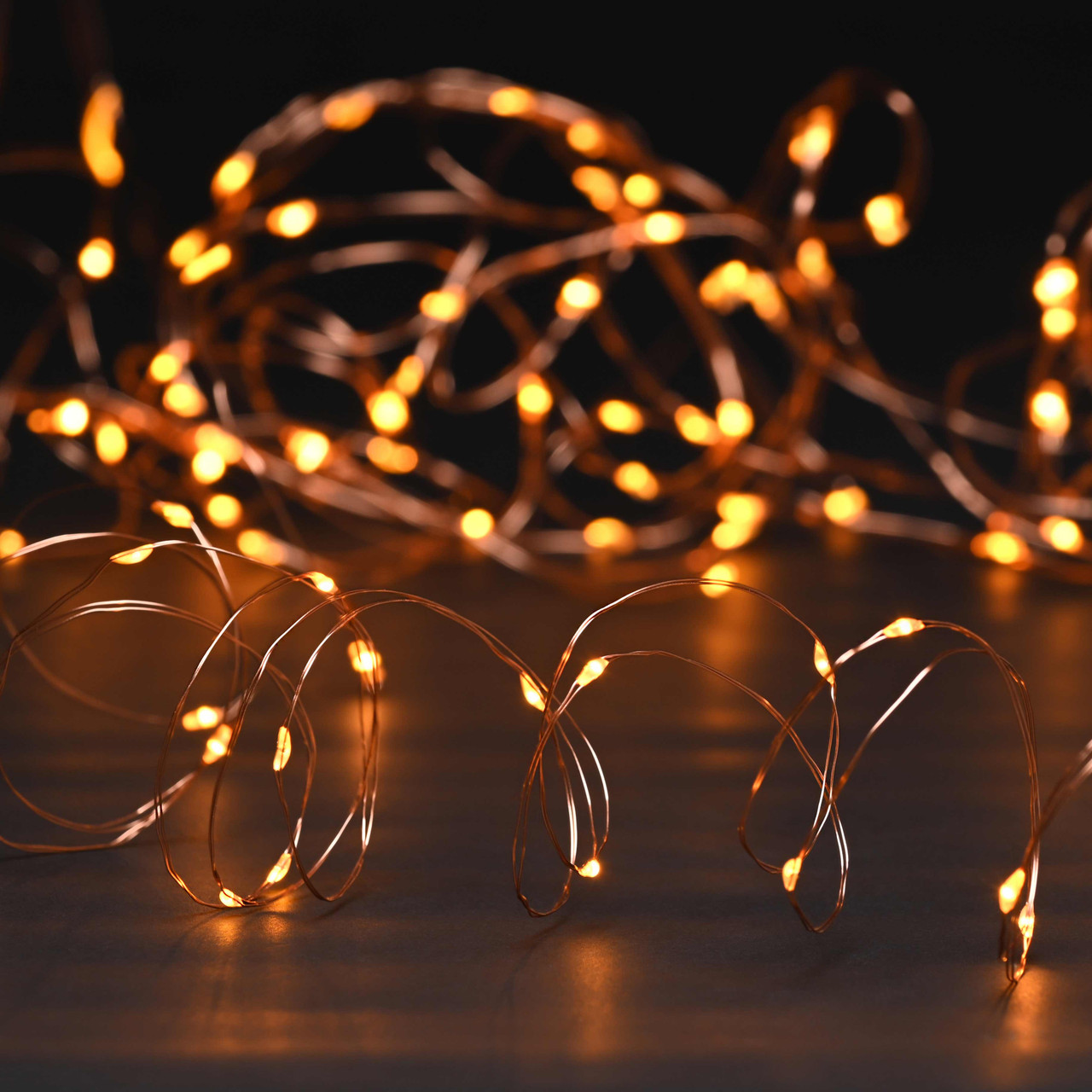 Festive 200 Battery Operated Amber LED Fairy Lights