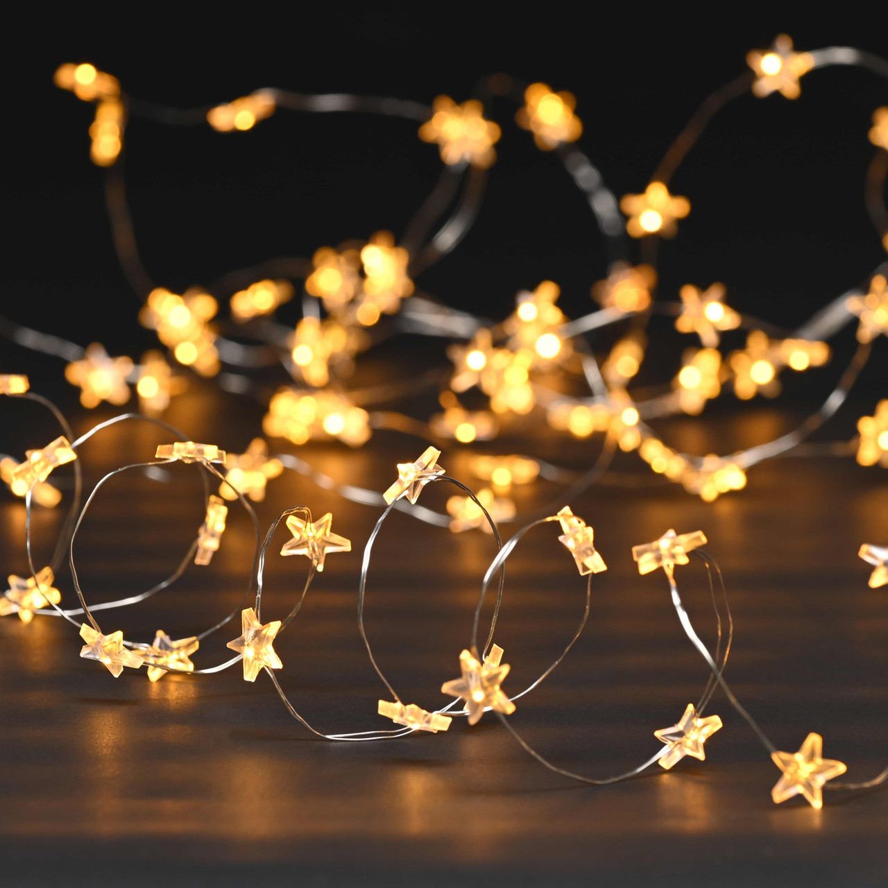 Festive 40 Battery Operated Warm White Star Fairy Lights