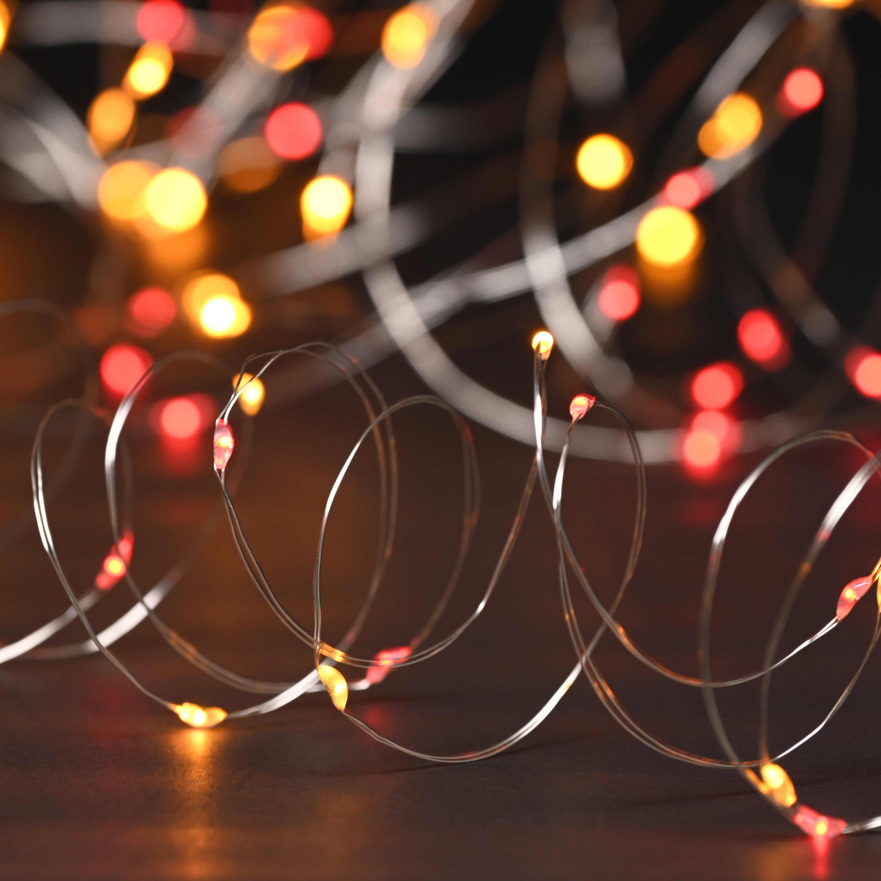 Festive 100 Battery Operated Red and Warm White LED Fairy Lights