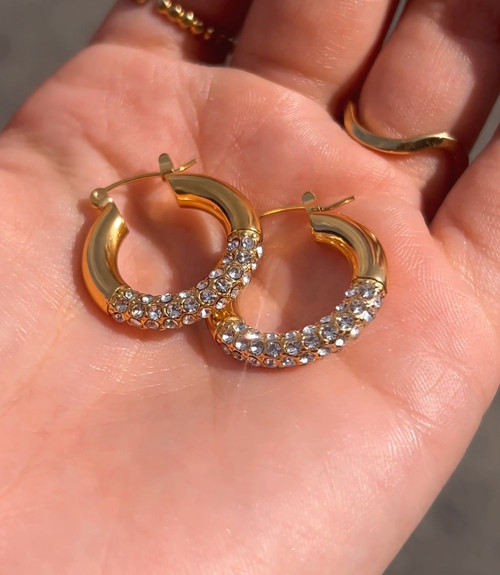 Gold Diamond Hoops