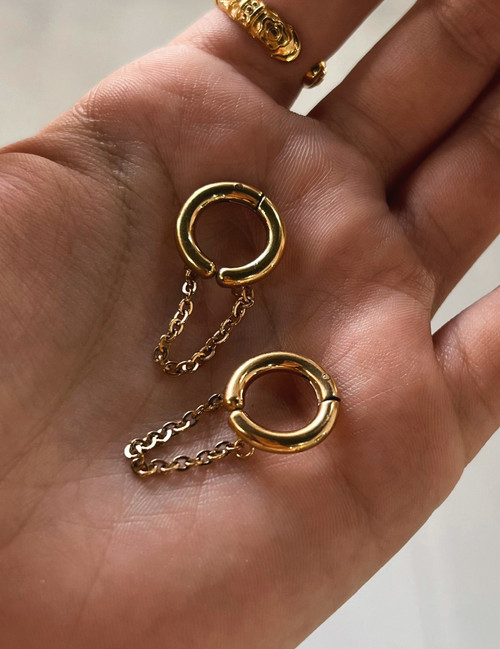 Hoop & Chain (2pc/set  Ear Cuff)