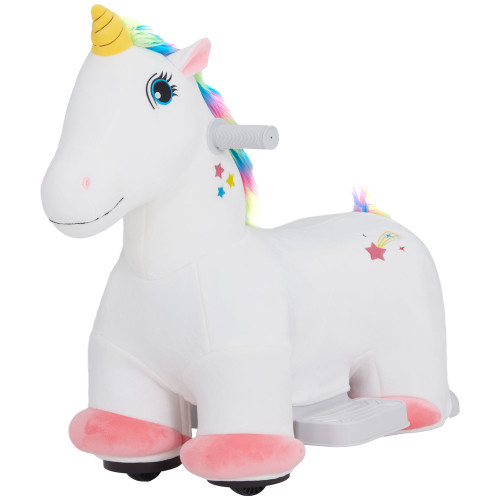 Qaba Kids Ride on Unicorn, 6V Battery Powered Electric Ride on Animal Toy w/ Music Forward, Foot Pedal for Aged 18-36 Months(D0102774NX6.)