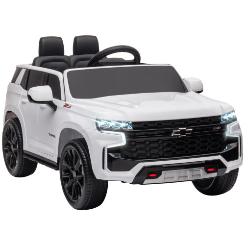 Aosom White Chevrolet TAHOE 12V Kids Electric Ride-On Car with Remote Control for 3-6 Years Old(D0102755D02.)
