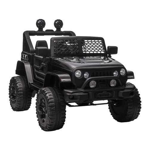 Aosom Electric Off-Road Truck 12V Kids Ride On Car with Parent Remote Control MP3 Music Adjustable Speed Black(D0102757EFP.)