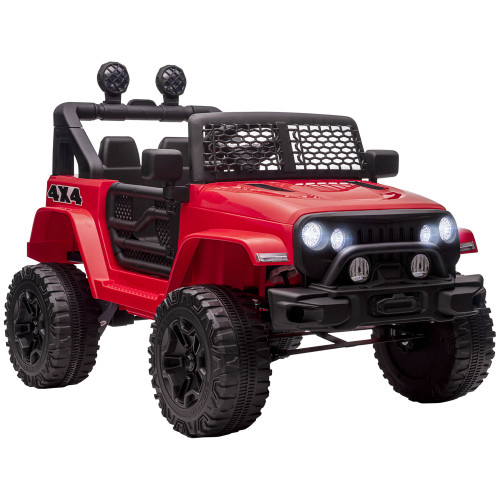 Aosom 12V Kids Ride On Car, Electric Battery Powered Off Road Truck Toy with Parent Remote Control, LED Lights, Horn & Adjustable Speed, Red(D01027577XX.)