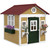 Outsunny Wooden Playhouse for Kids Outdoor, Doors, Windows, Planter Pots, Beige, Toddlers 3-8 Years(D01027558Z8.)