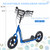 HOMCOM Adjustable Height Kick Scooter for Kids 5-12, Non-Slip Footplate, Big Wheels, Rear Brake, Blue(D01027748FJ.)