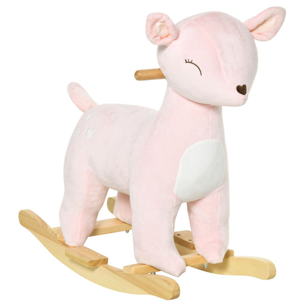 Qaba Deer Animal Rocking Horse Plush Toy, for Kids 36-72 Months with Realistic Sounds, Child Rocker(D0102757EJX.)